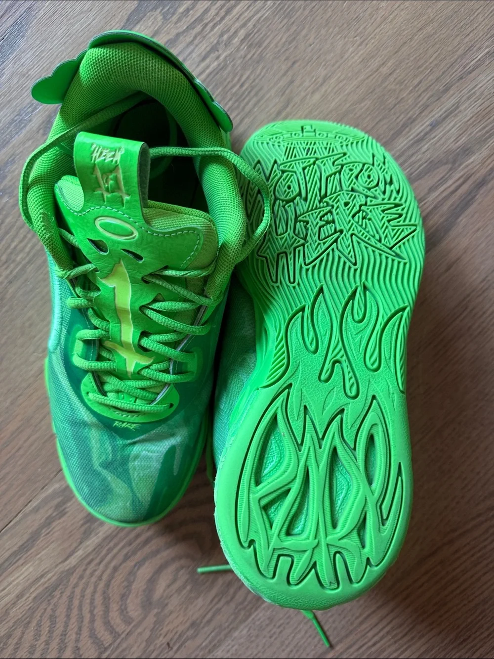 Puma x LaMelo Ball Kids' Neon Green Basketball Athletic Sneakers